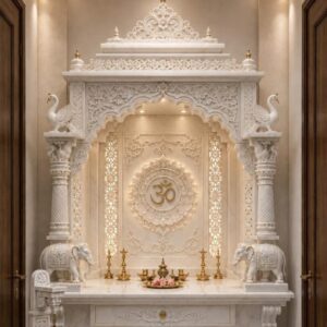 White marble mandir for home made from Makrana marble