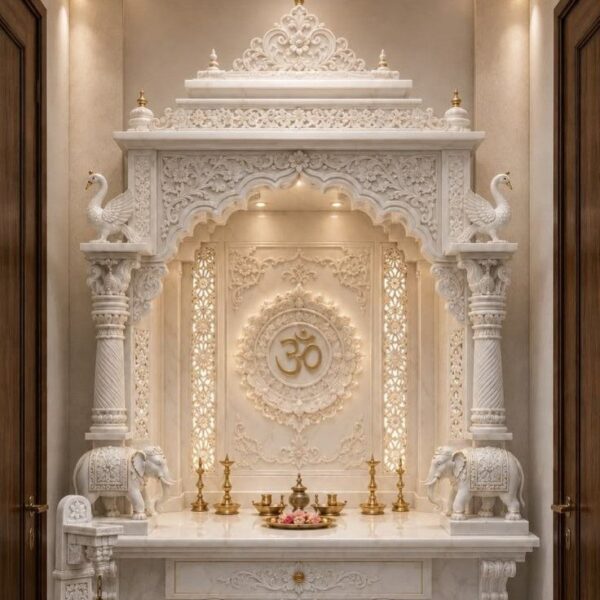 White marble mandir for home made from Makrana marble