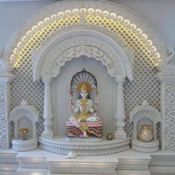Marble temple for pooja room made from Makrana marble white marble pooja room
